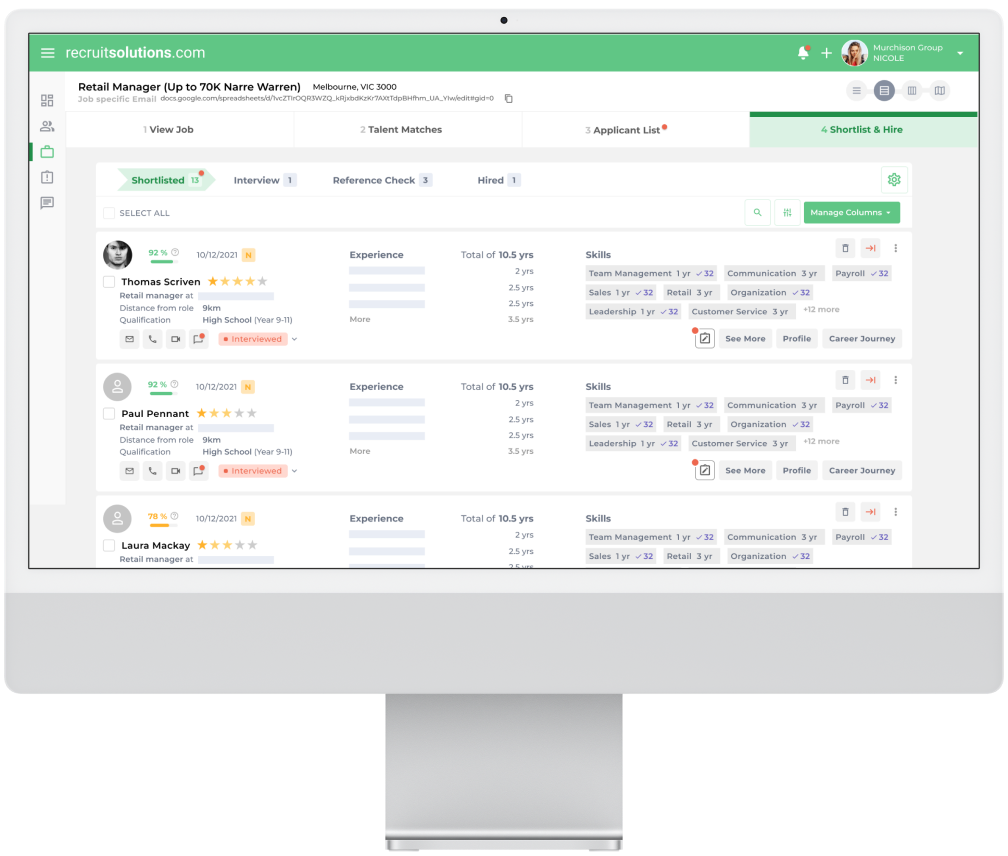 RecruitSolutions dashboard preview